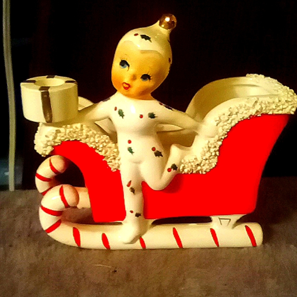 Vintage Holt Howard pixie girl candle holder